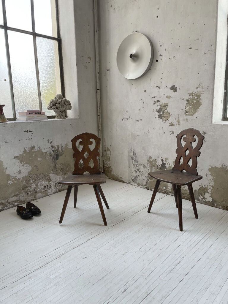 Pair of brutalist Alsatian mountain chairs 19th