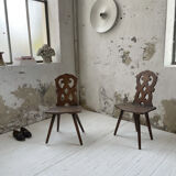 Pair of brutalist Alsatian mountain chairs 19th