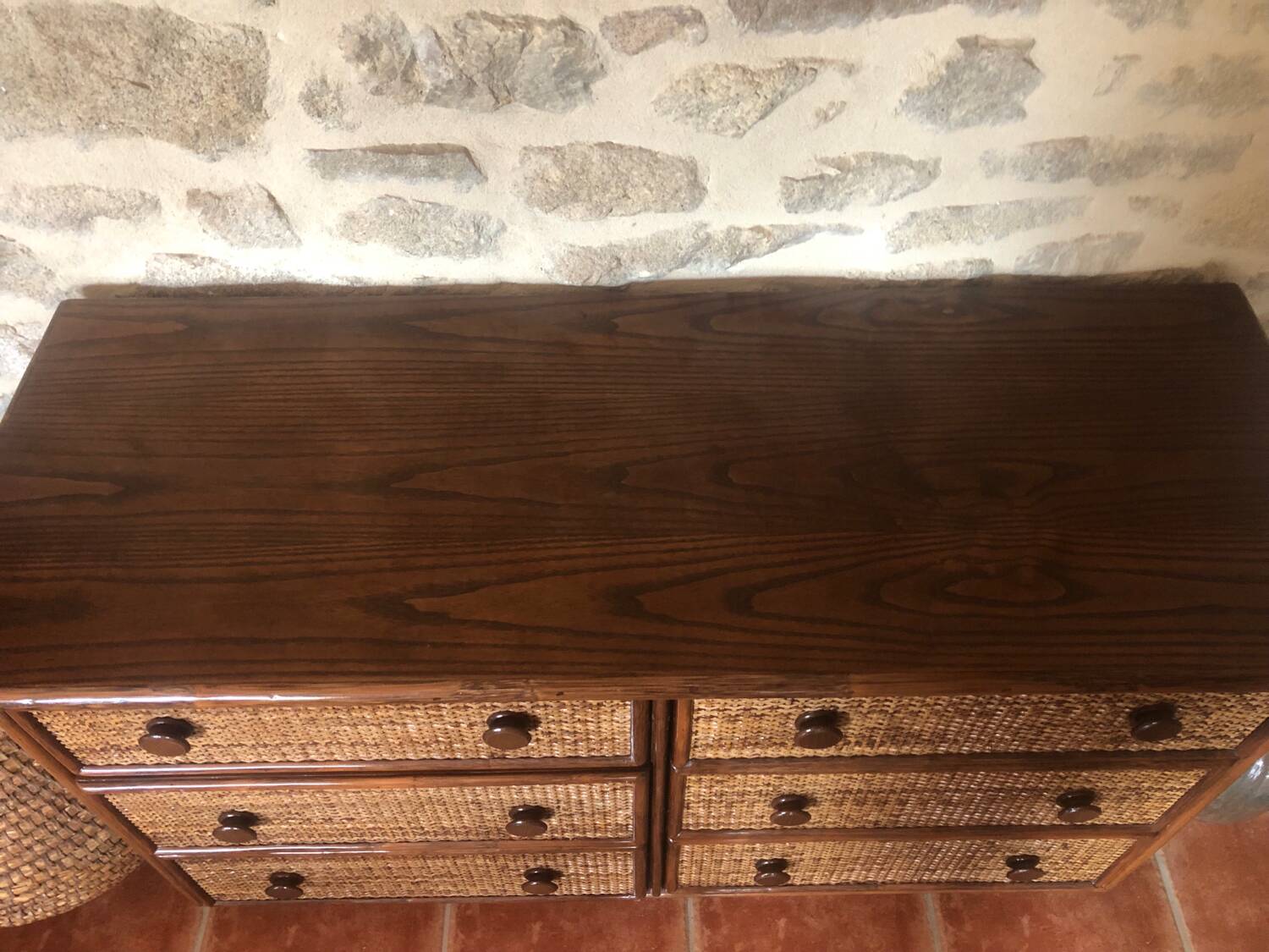 Rattan chest of drawers