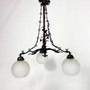 Lustre gothique vintage en laiton et verre, 1970s