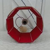 Suspension in fabric and rattan, vintage.