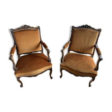Pair of cabriolet armchairs