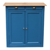 Vintage deep blue Parisian sideboard & natural wood top