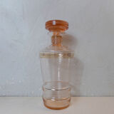 Ancienne carafe flacon en verre soufflé rose