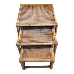 Table gigogne en rotin
