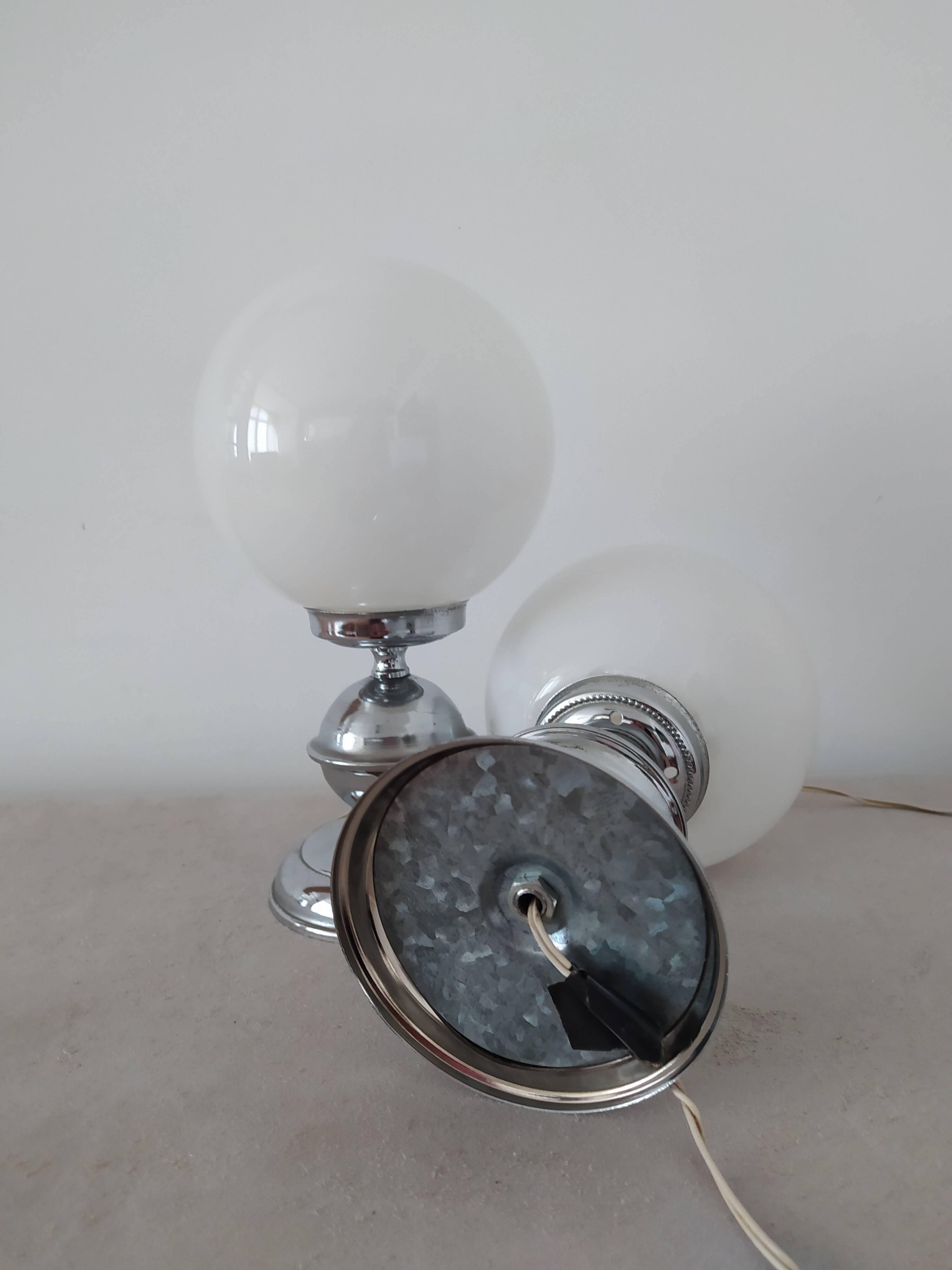 Pair of vintage opaline lamps