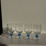 Lot de 4 verres à eau à pied boule bleue