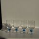Set of 4 blue ball stemmed water glasses