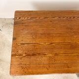 French antique dining table oak and pine