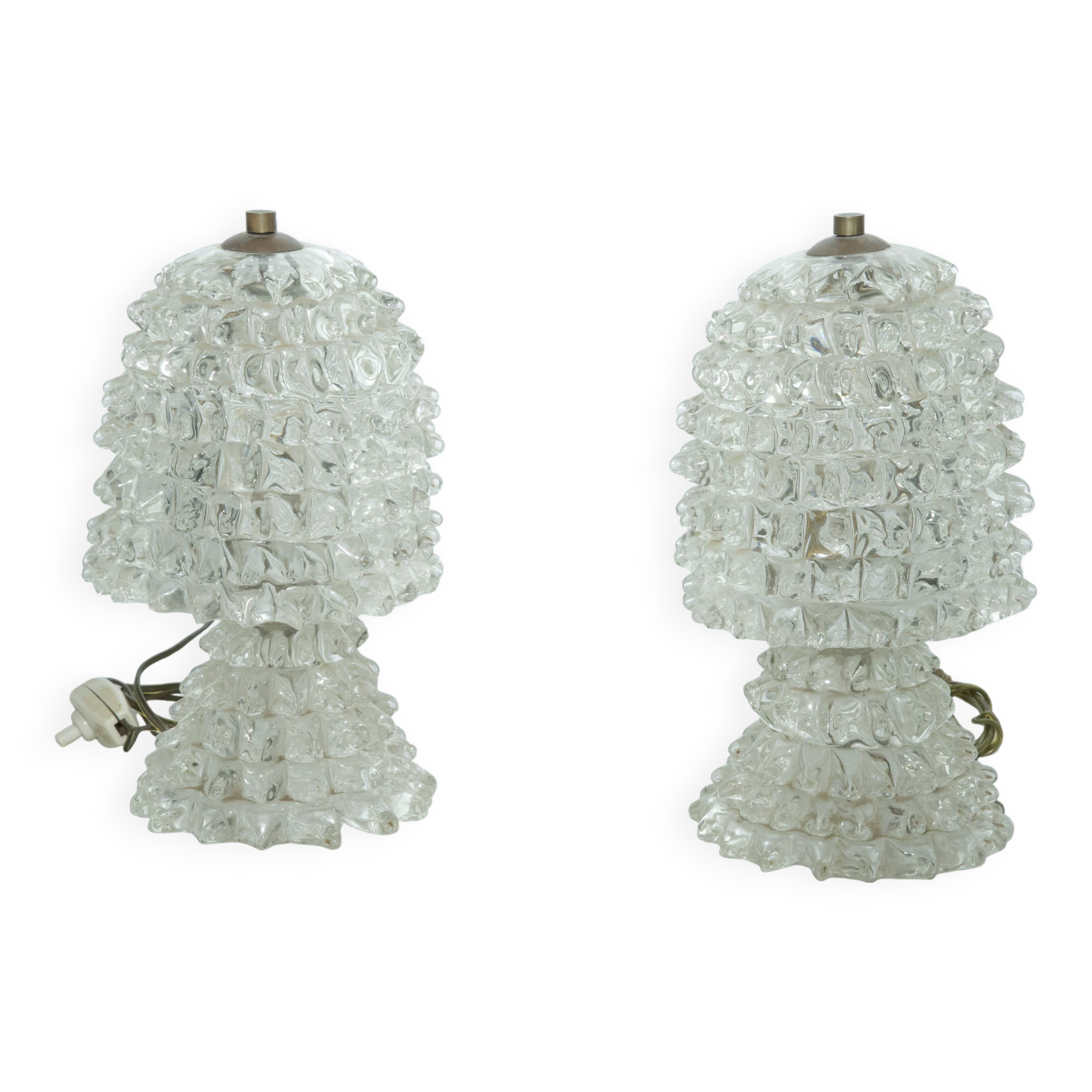 Rare Pair of Ercole Barovier Rostrato table lamps. Italy 1940s