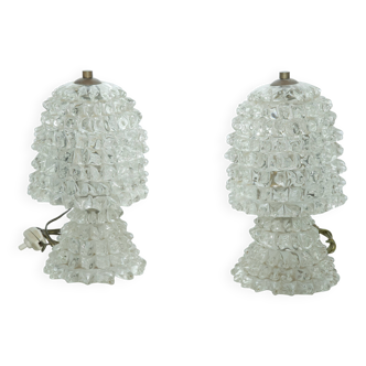 Rare Pair of Ercole Barovier Rostrato table lamps. Italy 1940s