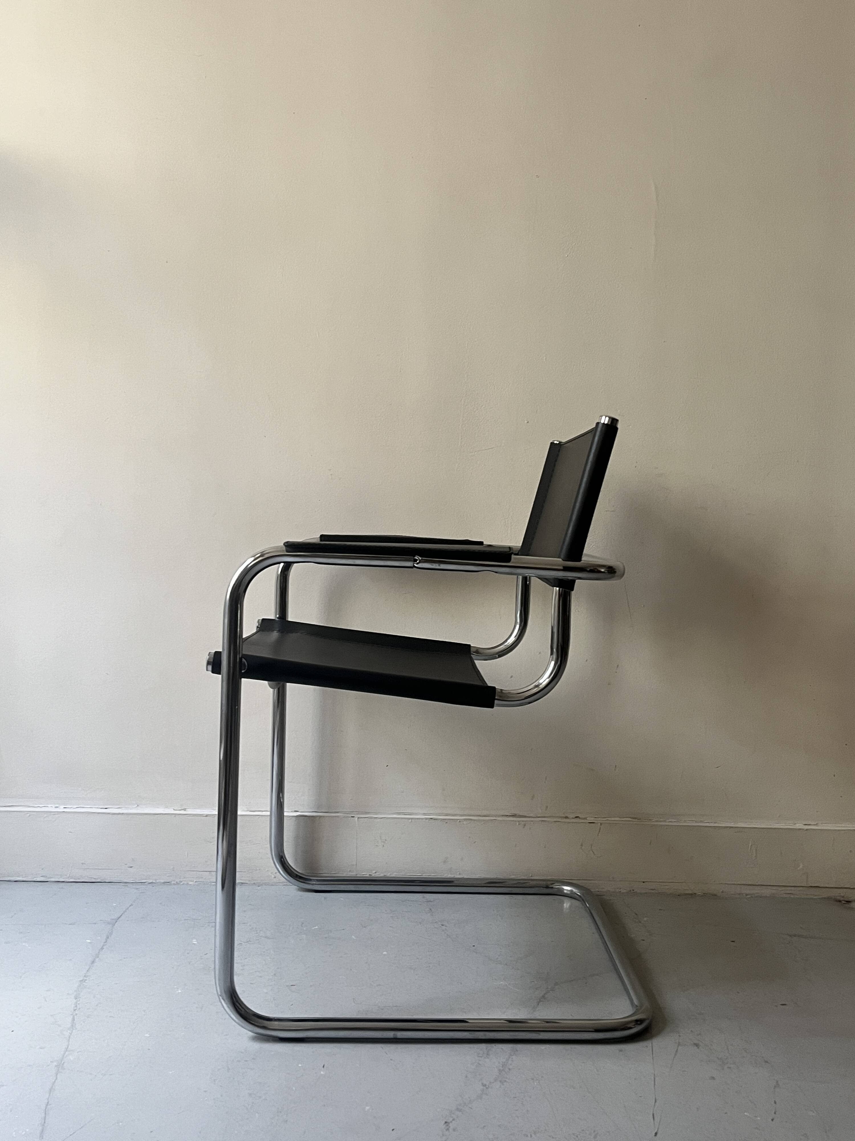 Black chrome tubular armrest chair, after Mart Stam - Breuer, 1970