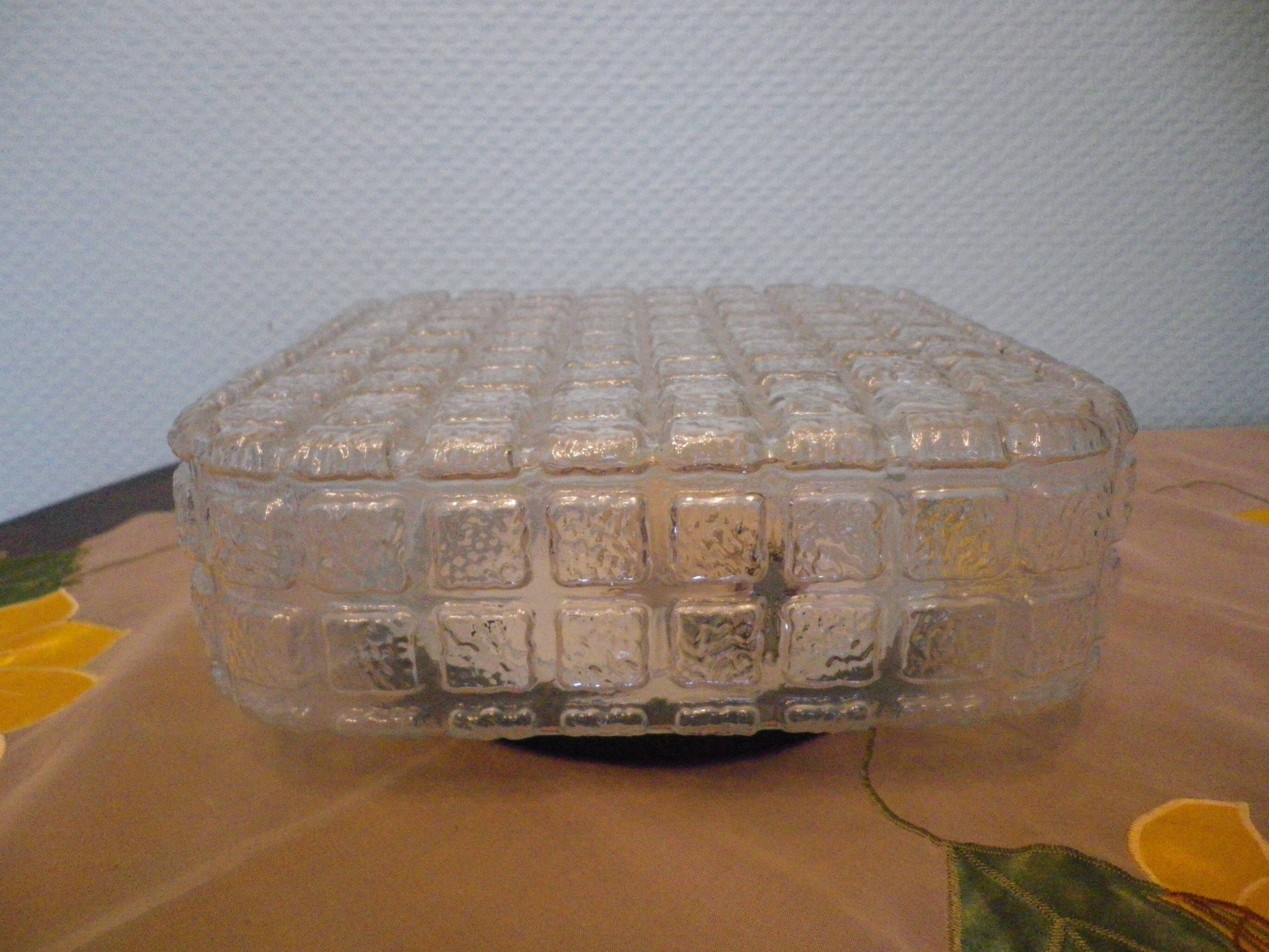 Pressed glass ceiling light, porcelain socket