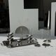 A large silver candlestick holder H23