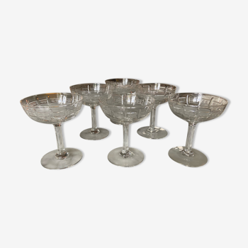 Set of 6 art deco champagne glasses