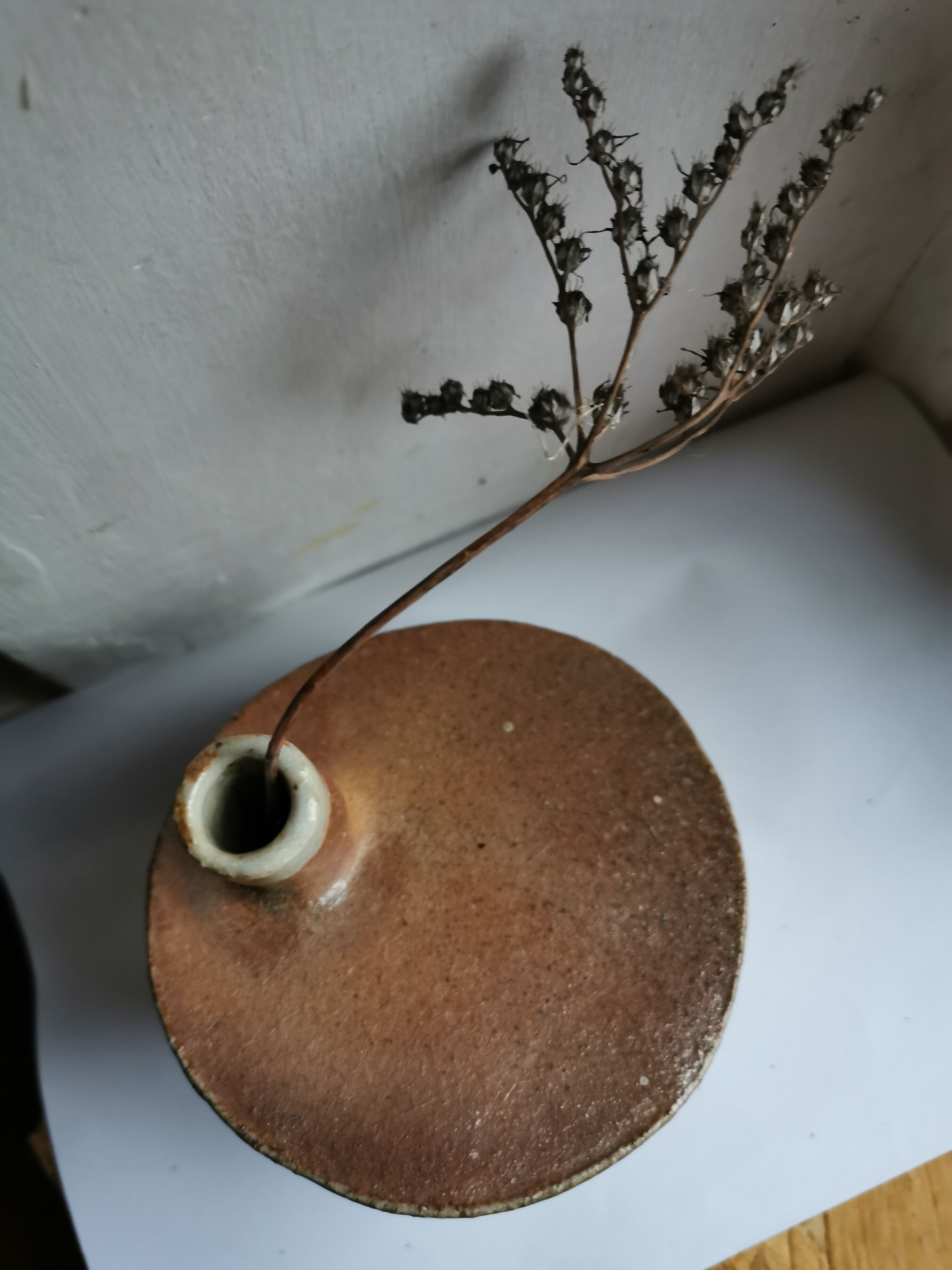 Vase in sandstone, free form, signed