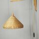 Czechoslovak Rattan and Wood Swing Arm Wall Lamp, 1960s