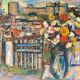 Painting HST "Floral composition with fortifications" J.M. Julien, early XX°