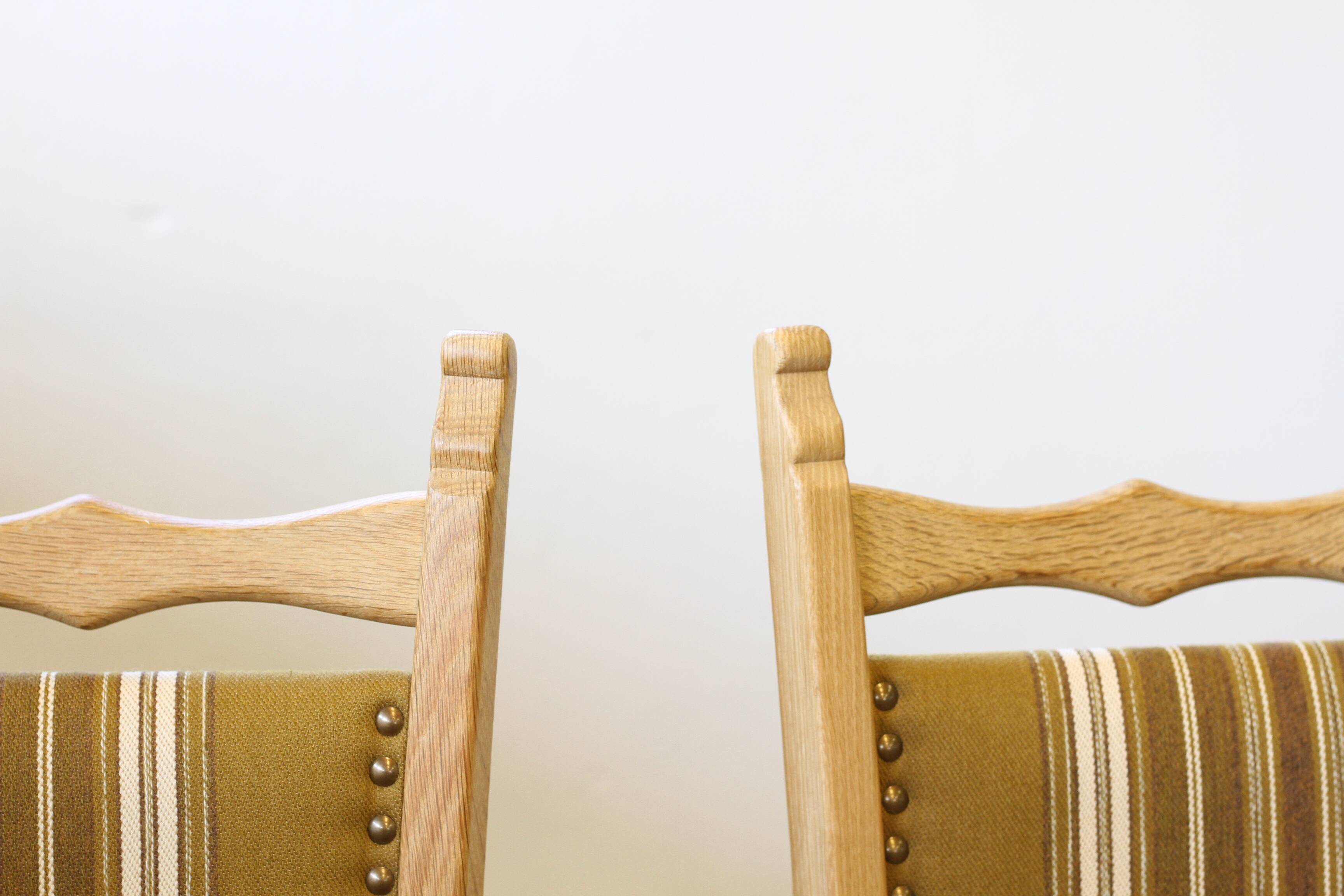 Brutalist Danish Modern Oak Dining Chairs in the style of Henning Kjærnulf