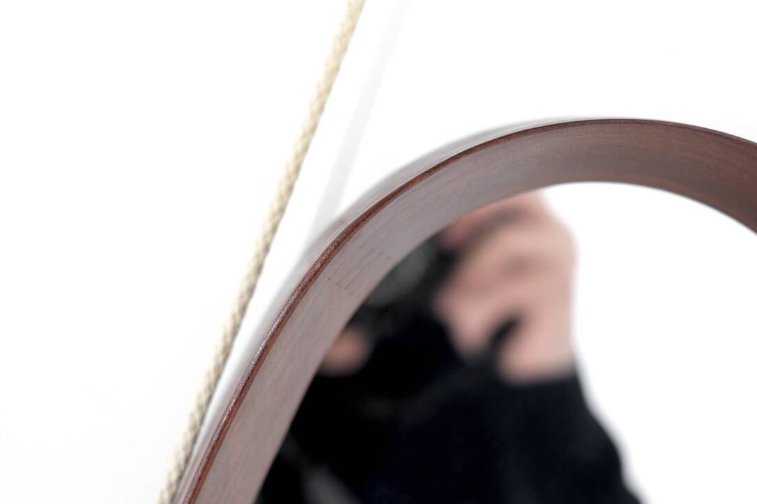 Vintage oval wooden mirror, Italy, 1960s.