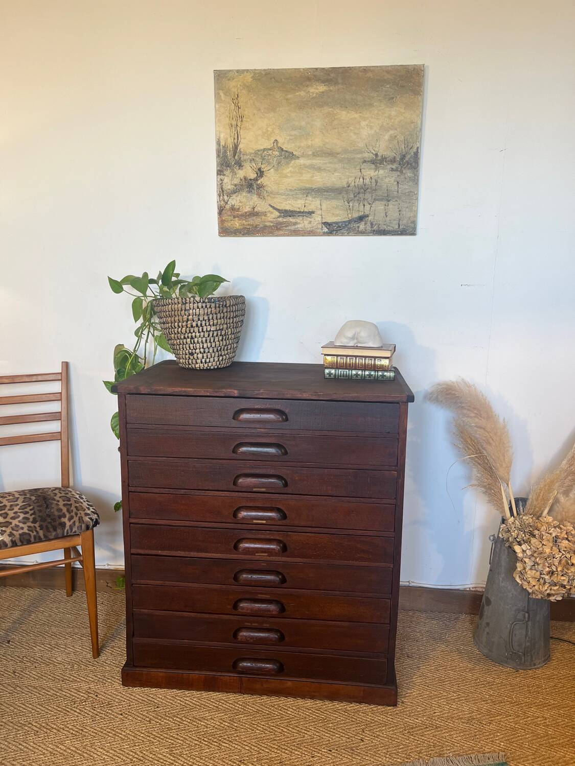 Vintage wooden architect's professional furniture
