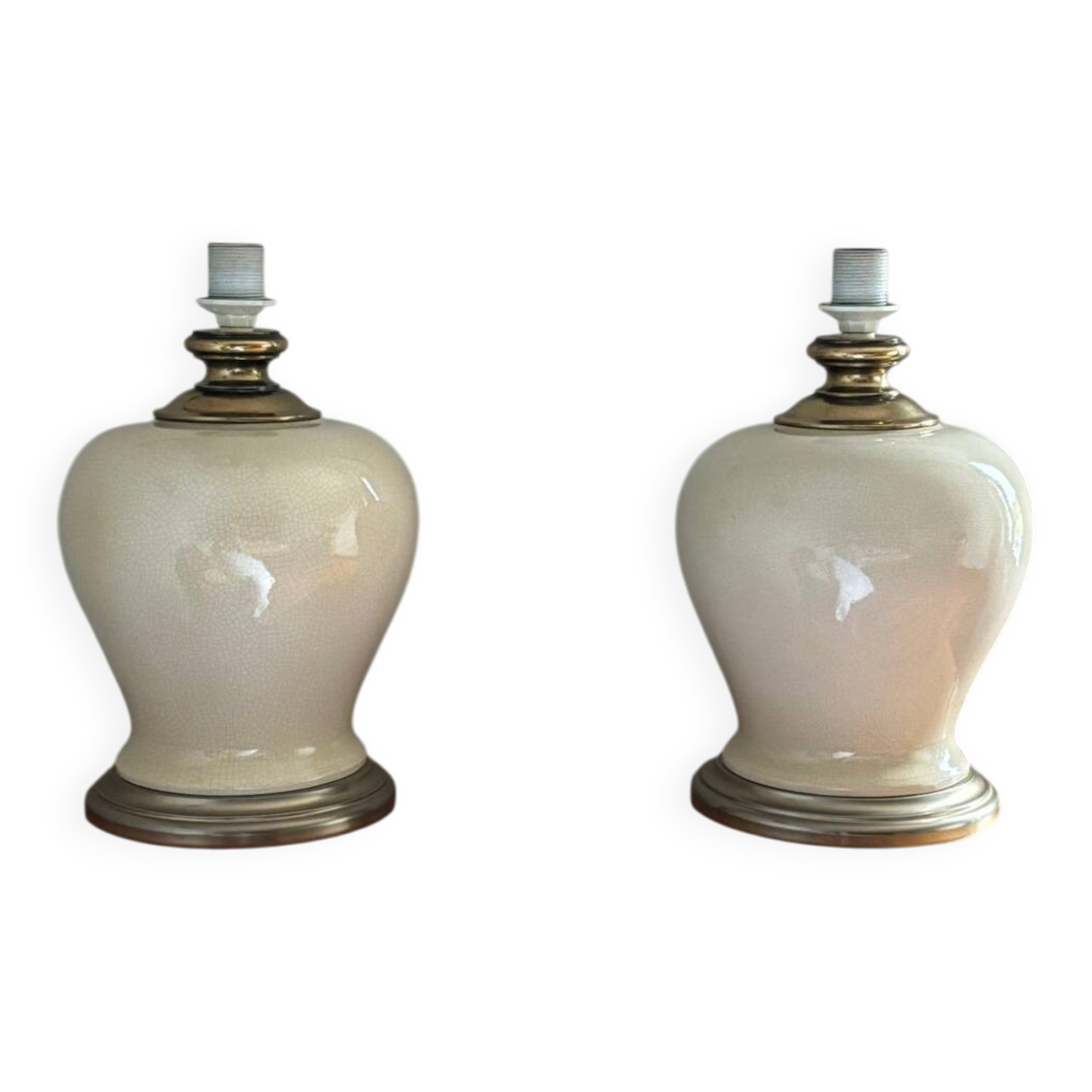 Pieds de lampe en céramique craquelée