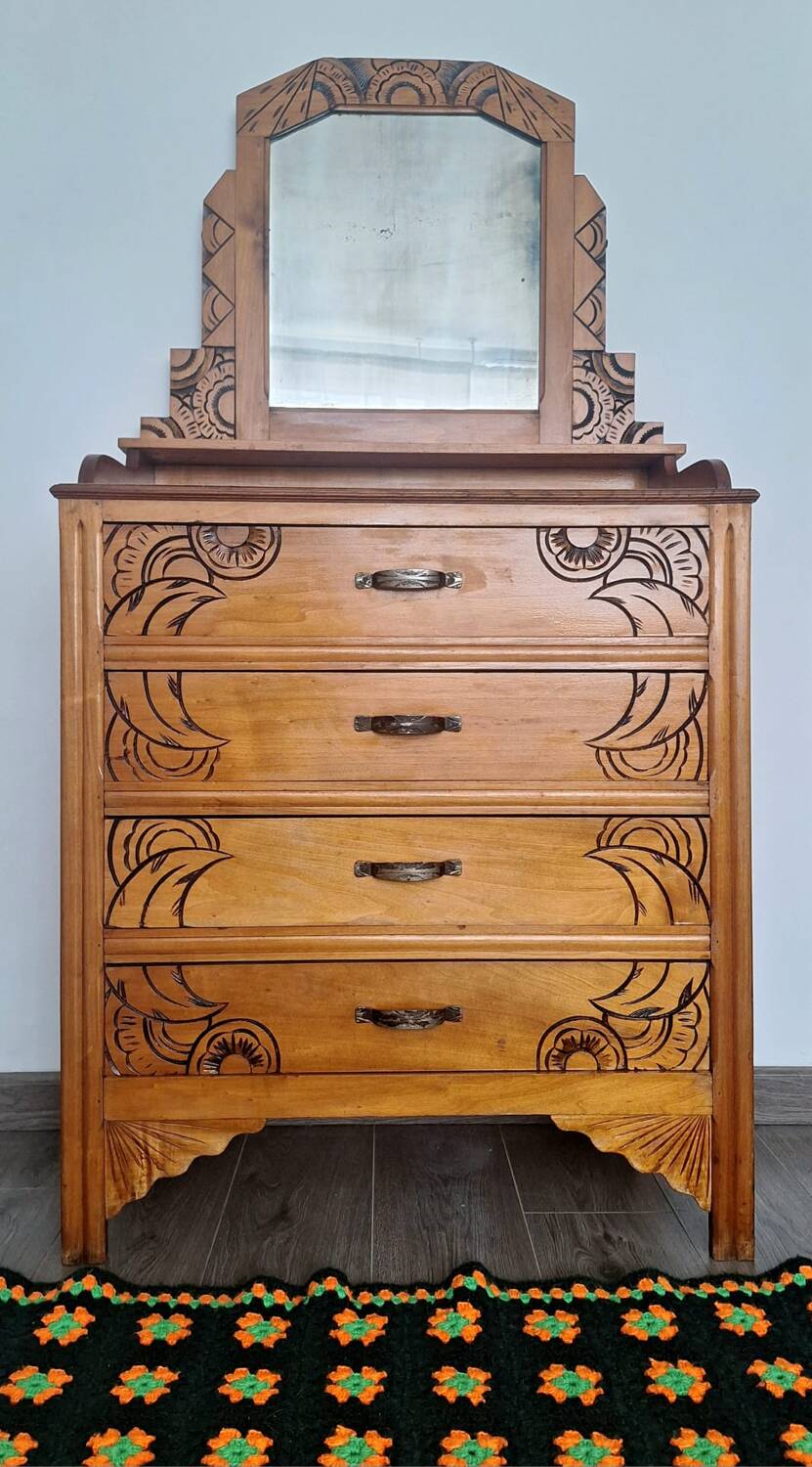 Art Deco dressing table, vintage antique furniture