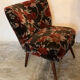 Vintage cocktail armchair 1960 feet compass and fabric flowers