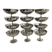 Vintage stainless steel cups on foot
