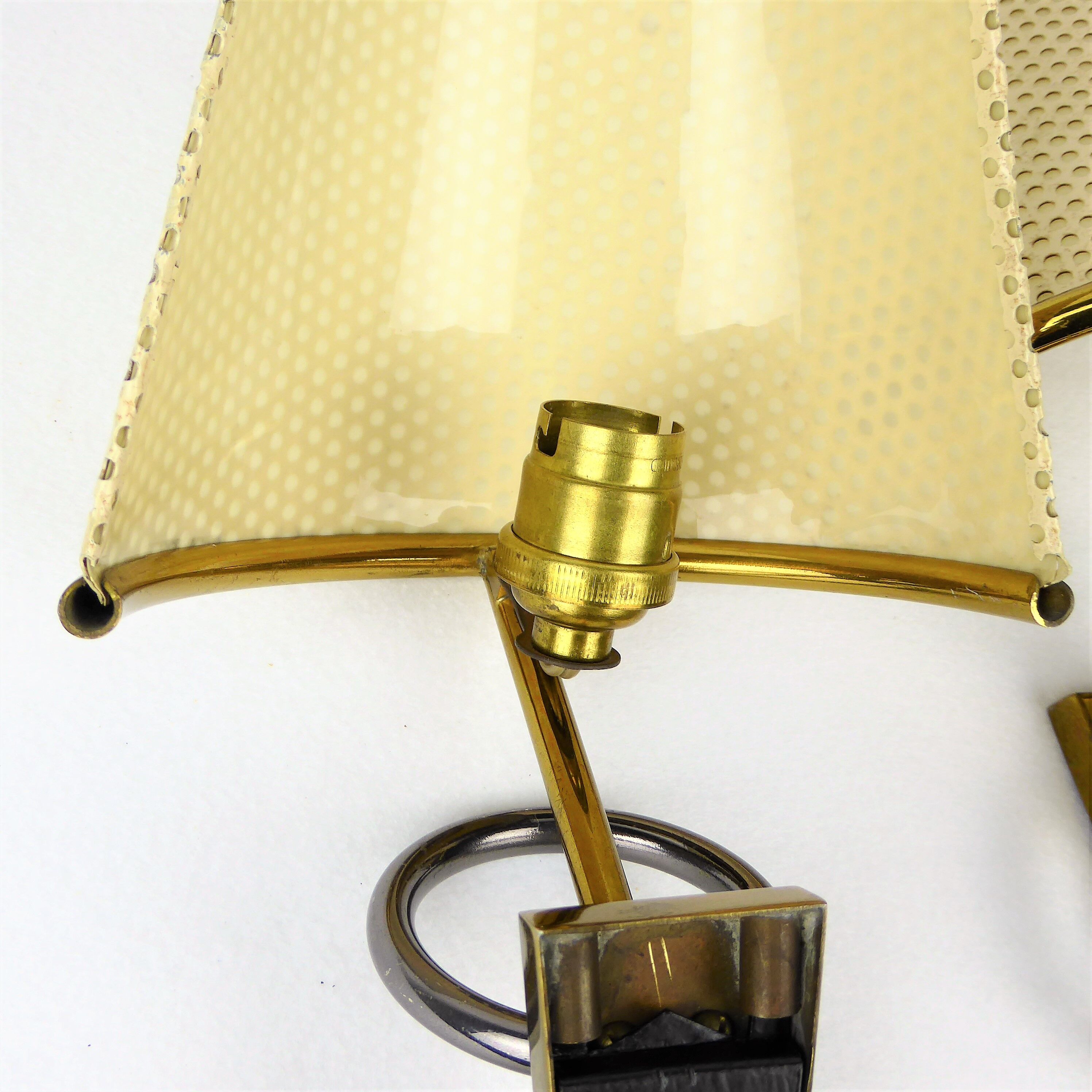 "Ring" sconces Lunel perforated metal, 1950