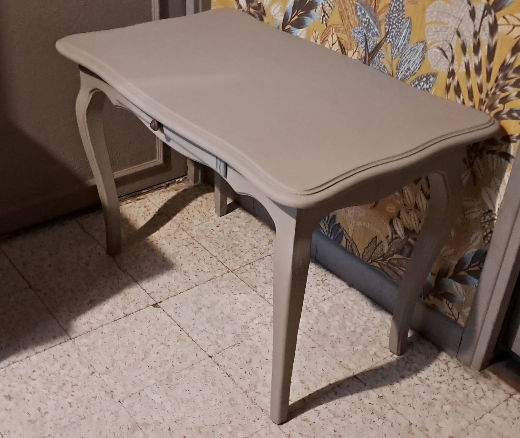 Rectangular solid wood coffee table painted gray 1960