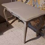 Rectangular solid wood coffee table painted gray 1960