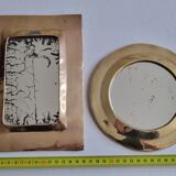 Set of two old Moroccan brass mirrors, 22 cm