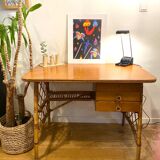 Vintage rattan dressing table desk
