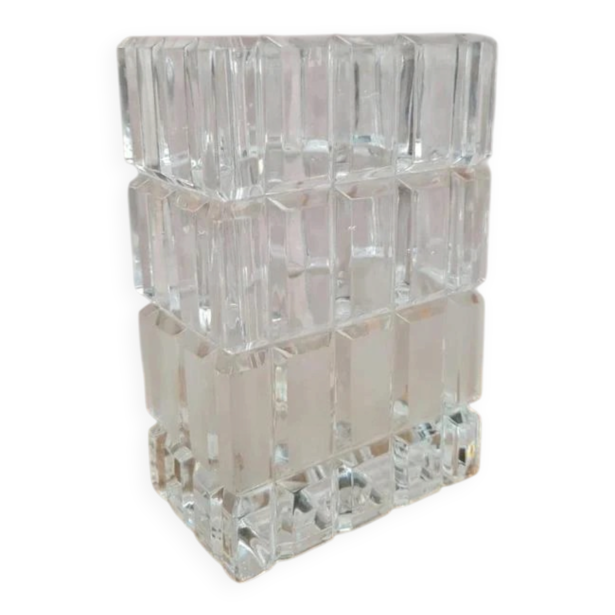 Vintage glass vase with geometric design
