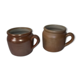 Set of 2 small sandstone pots with sean