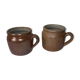 Set of 2 small stoneware pots with handle.