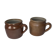 Set of 2 small stoneware pots with handle.