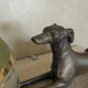 Art deco table lamp in marble and bronze dog figurine
