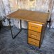 Office style stella metal & wood 3 drawers 70s vintage #a144