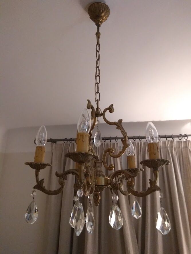 Chandelier 5 branches in bronze and crystal