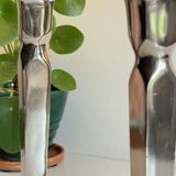 Pair of vintage cast aluminum candlesticks