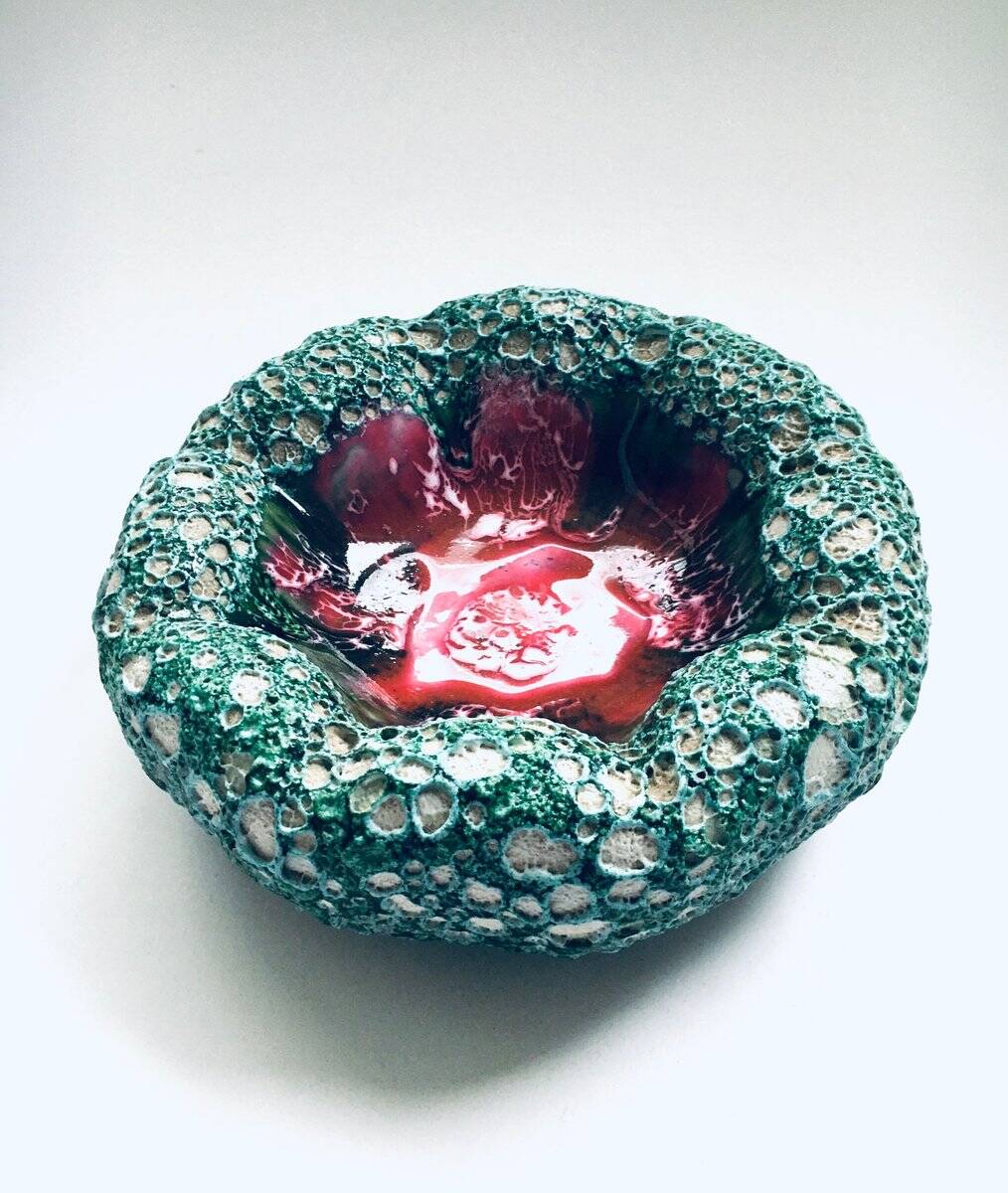 Mid-Century Italian Modern Art Pottery Bowl with Ocean Coral Structure, 1960s