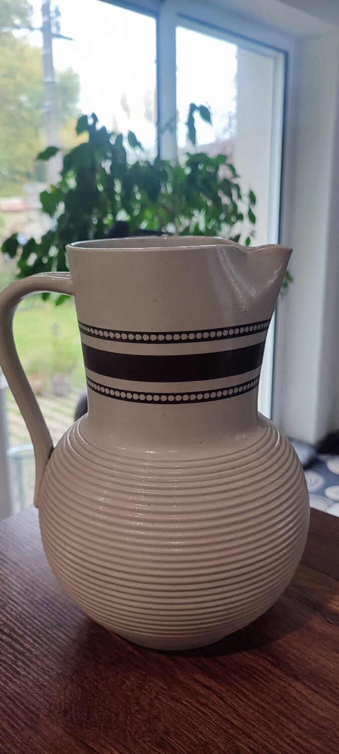 Large glazed stoneware pitcher signed, 1950-60 period