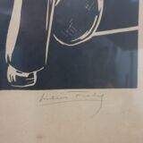 Vintage art deco tennis linocut