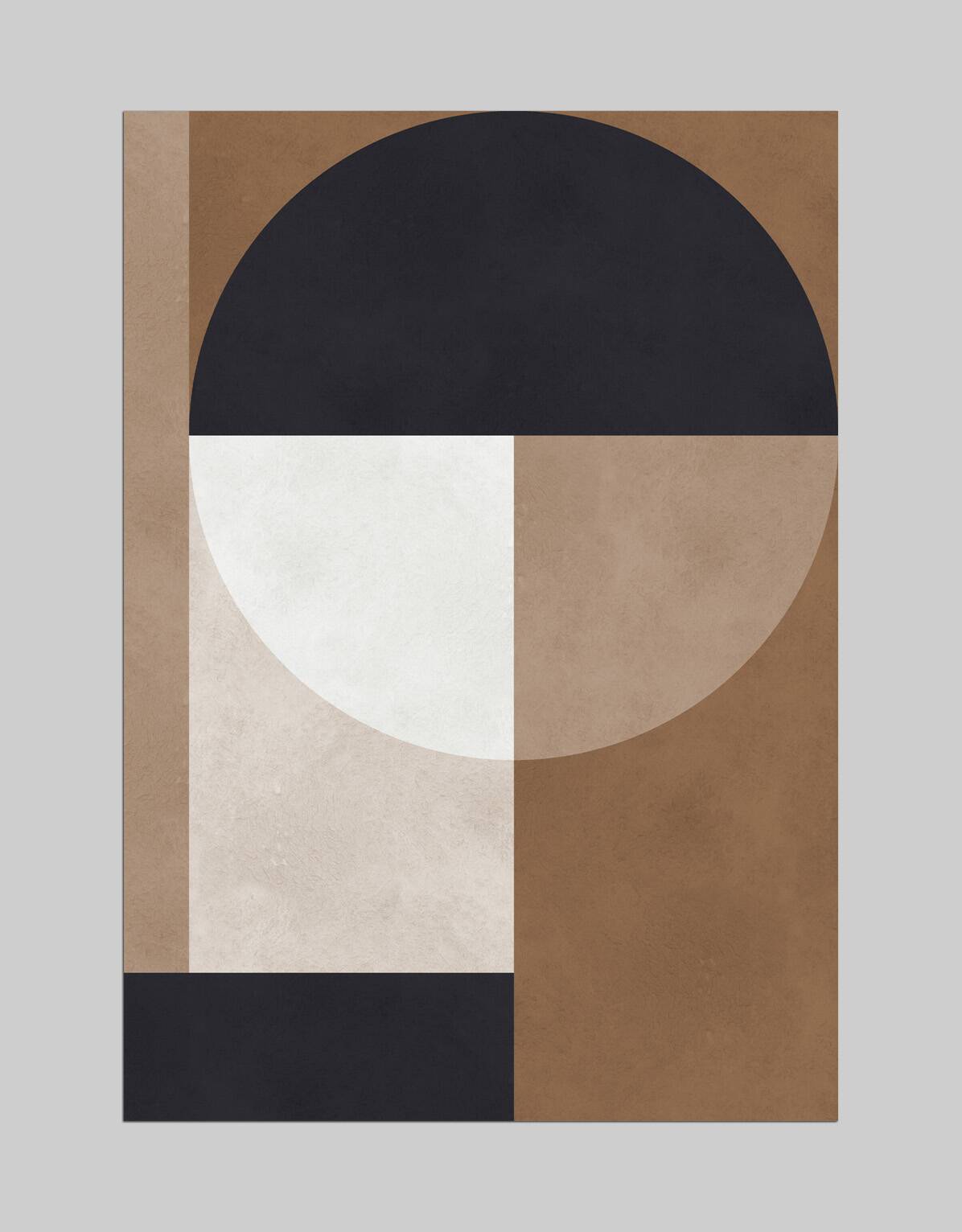 4 geometric art prints in brown tones.