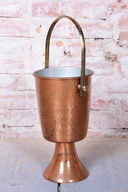 Art Deco Standing Champagne Cooler in Brass and Copper, France, 1920s