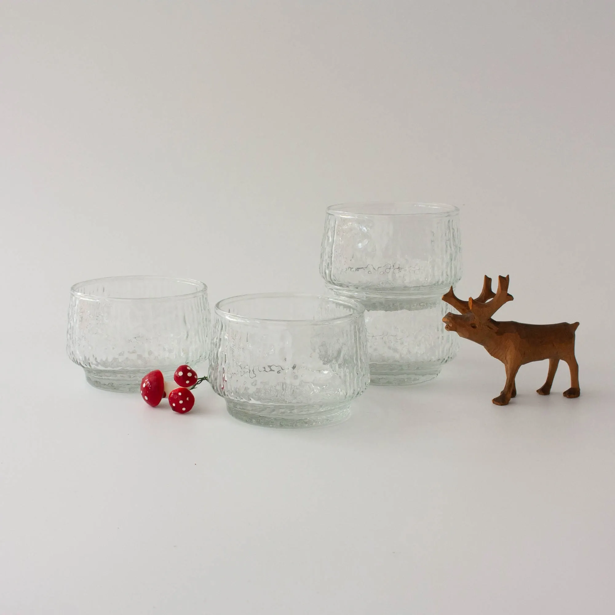 Scandinavian Style Textured Glass Dessert Bowls, 1960's