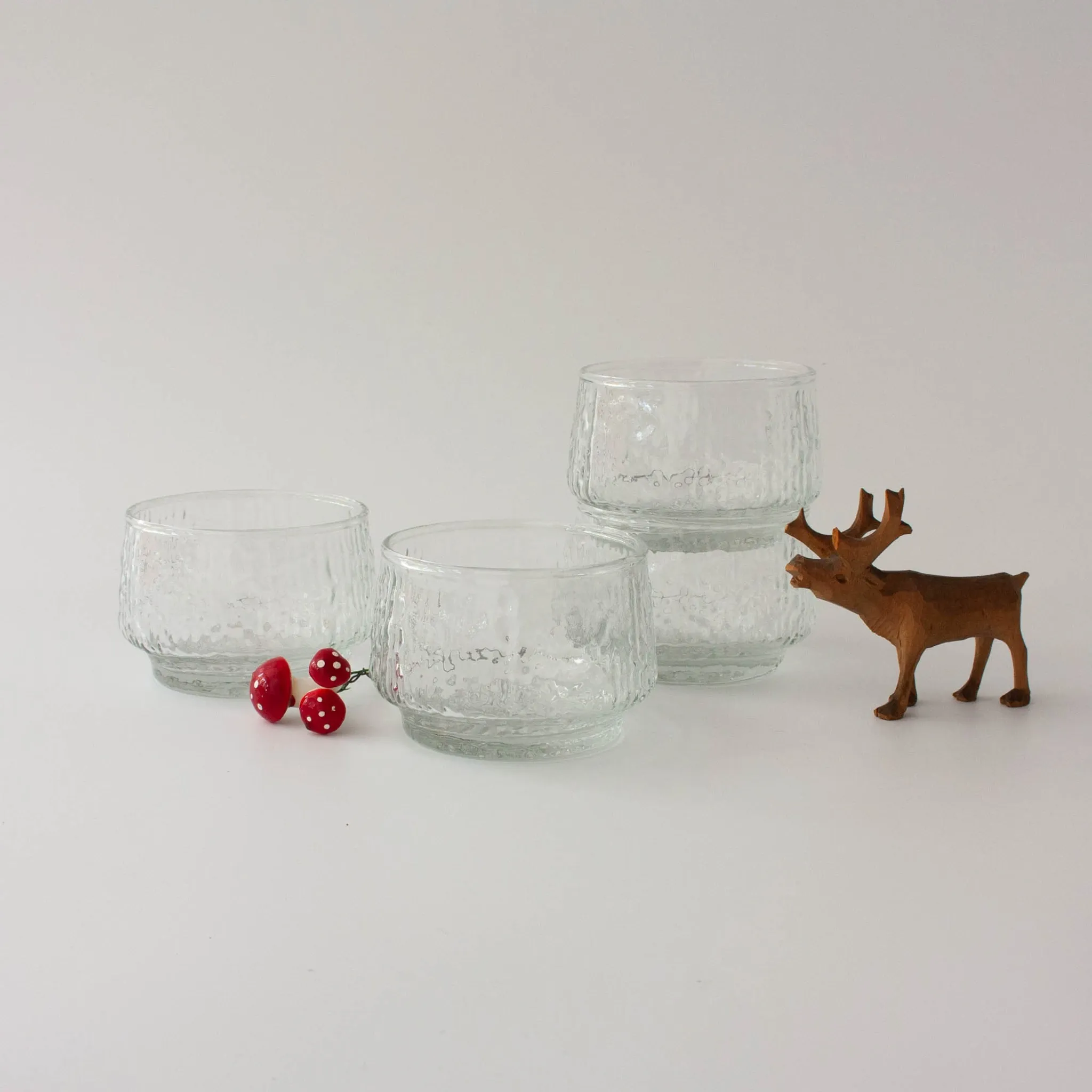 Bols à dessert en verre texturé de style scandinave, années 1960