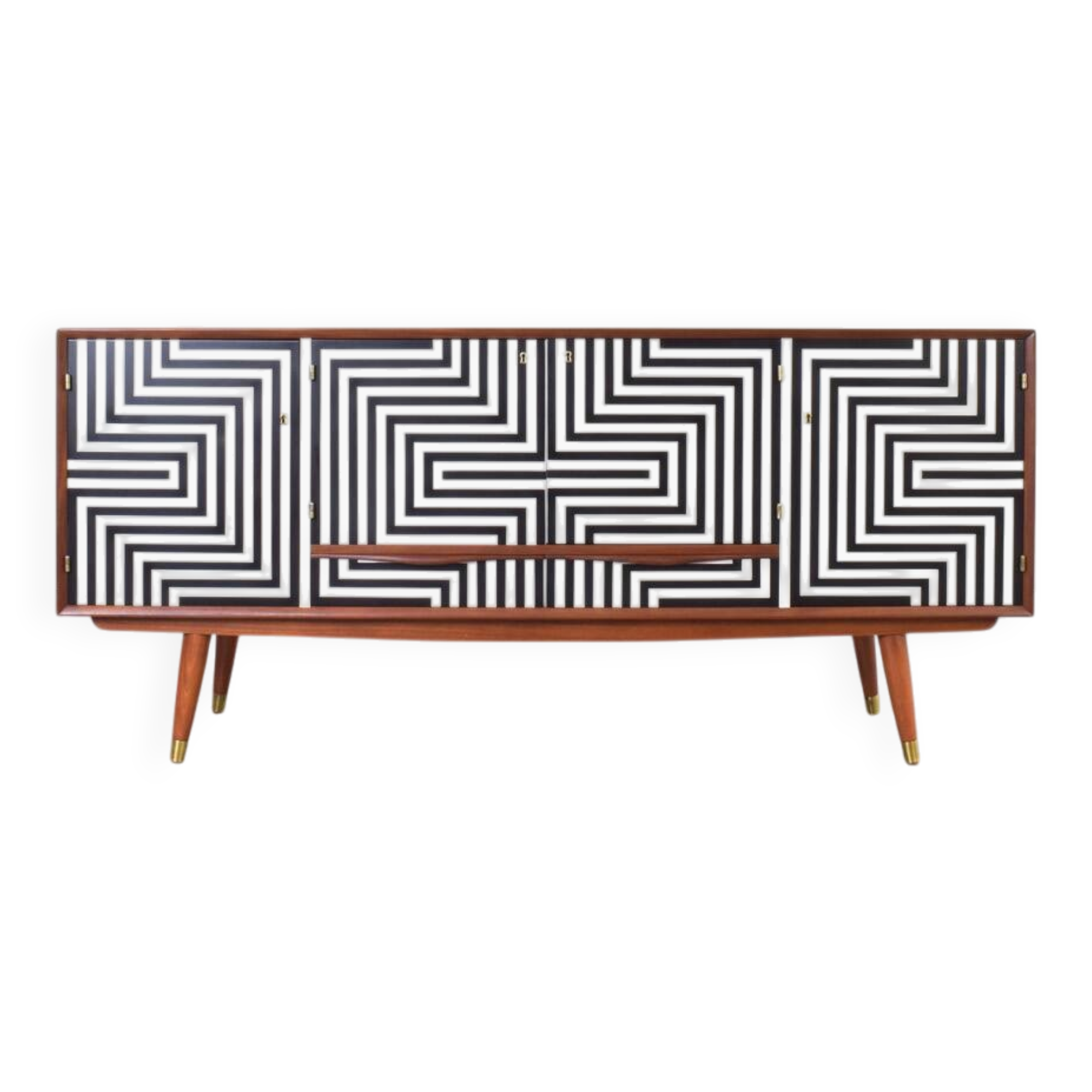 Buffet peint à la main Op-Art du milieu du siècle de Sven Andersen Møbelfabrikk,